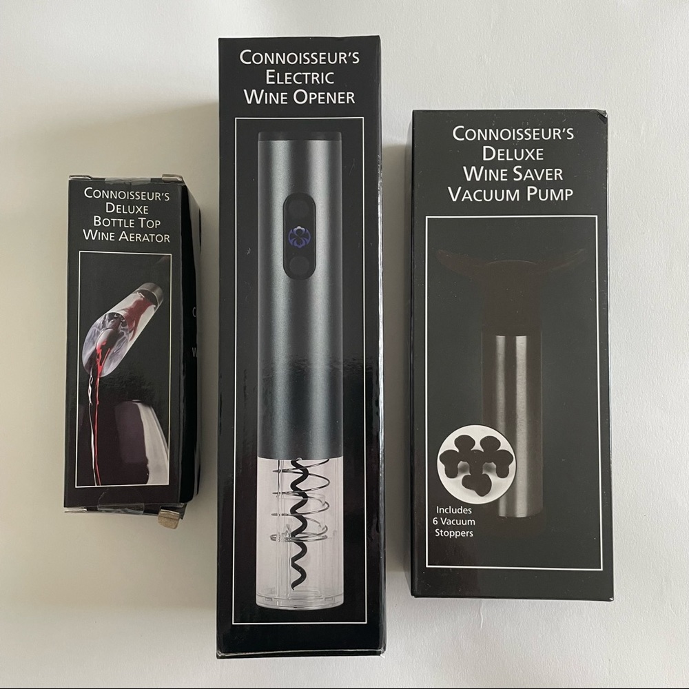 Connoisseurs Electric Wine Opener - Wine Saver Vacuum Pump - Wine Aerator